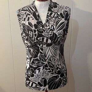 JKLA California High Waist V-Neck Sleeveless Floral Womans Top Size L